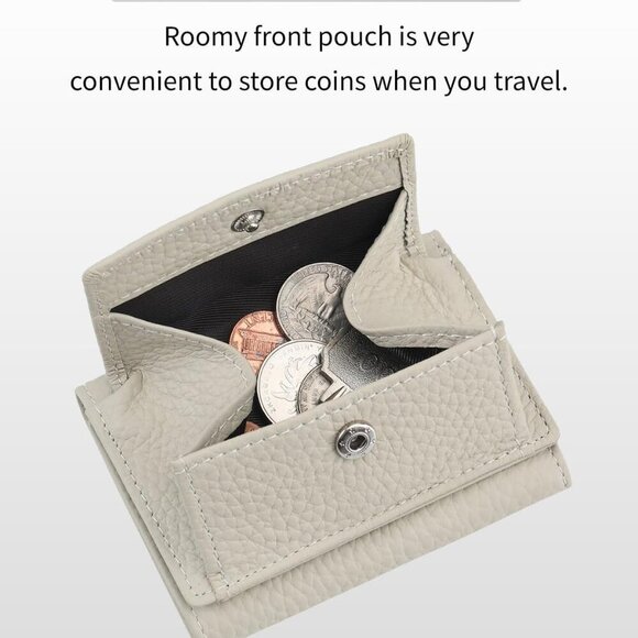 Women's Leather RFID Wallet Compact Minimalist Coin Card Holder for Daily Use - Picture 3 of 6